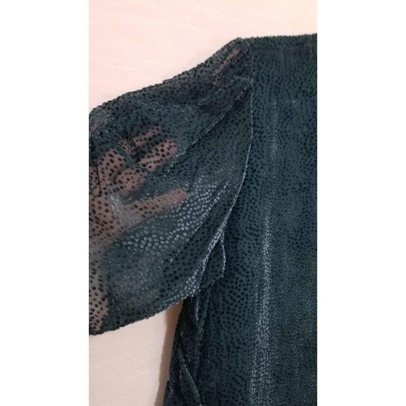 NWT! Maurice's Dark Teal Velour Dot Burnout Puff Sleeve Blouse Size Large - Picture 3 of 10